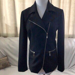 Chico's sz 00 Black Textured Moto Jacket NWT